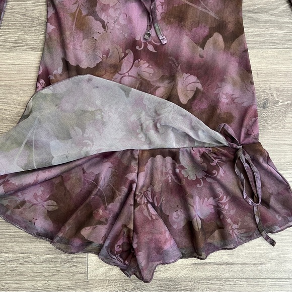 URBAN OUTFITTERS Eva Mesh Romper Small Purple Floral Playsuit Sheer Y2K Festival - Picture 8 of 12
